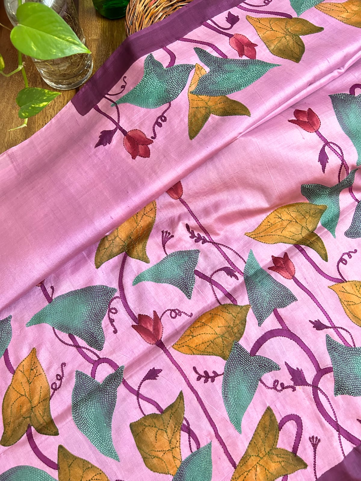 Handcrafted Saree: A Fusion of Painting and Embroidery