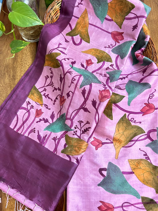 Handcrafted Saree: A Fusion of Painting and Embroidery