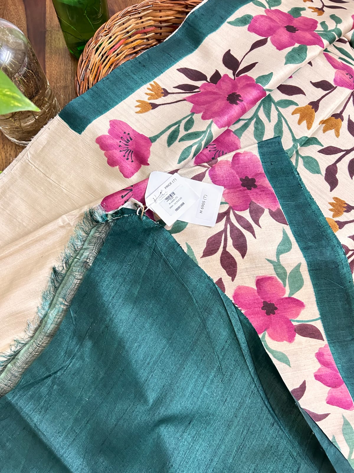 Hand painted Tussar silk: A Floral Tapestry