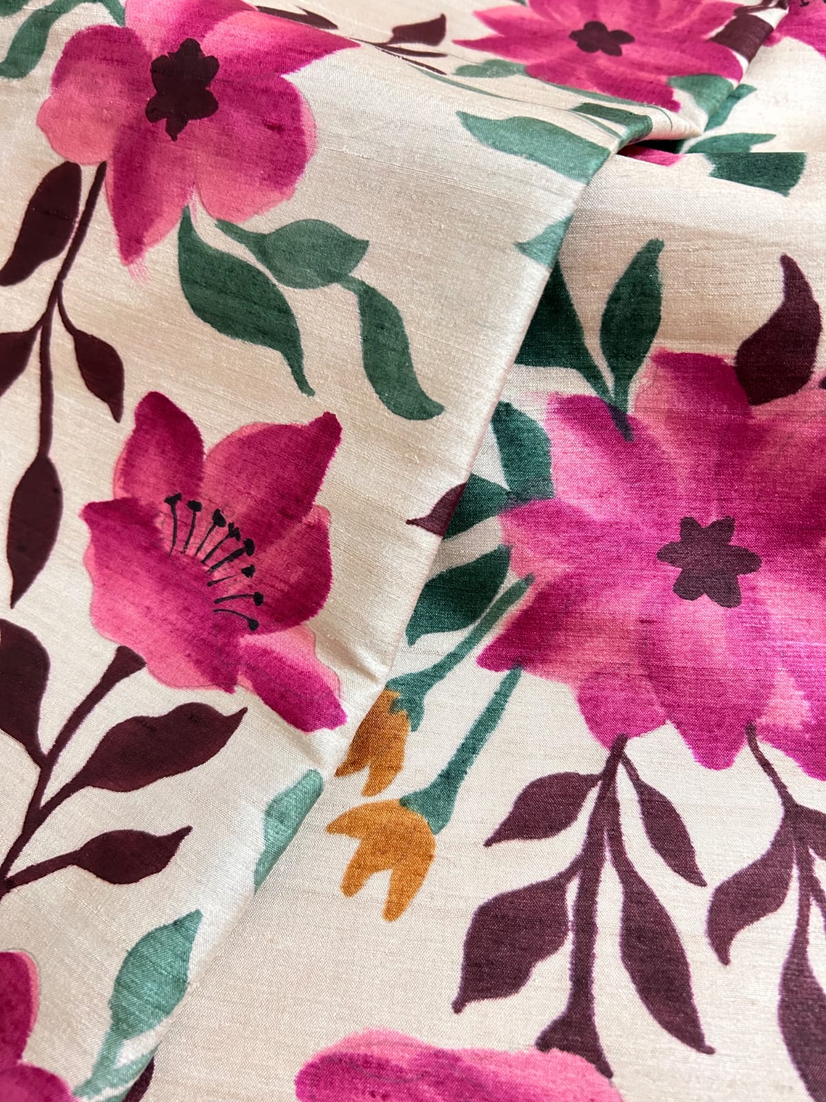 Hand painted Tussar silk: A Floral Tapestry