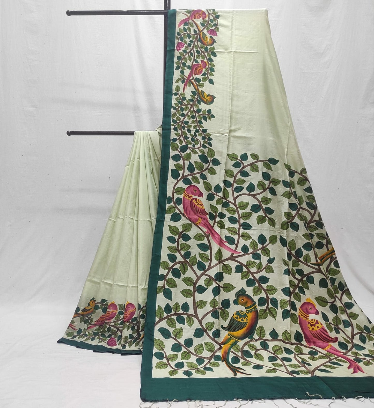 Handcrafted Saree: A Fusion of Painting and Embroidery