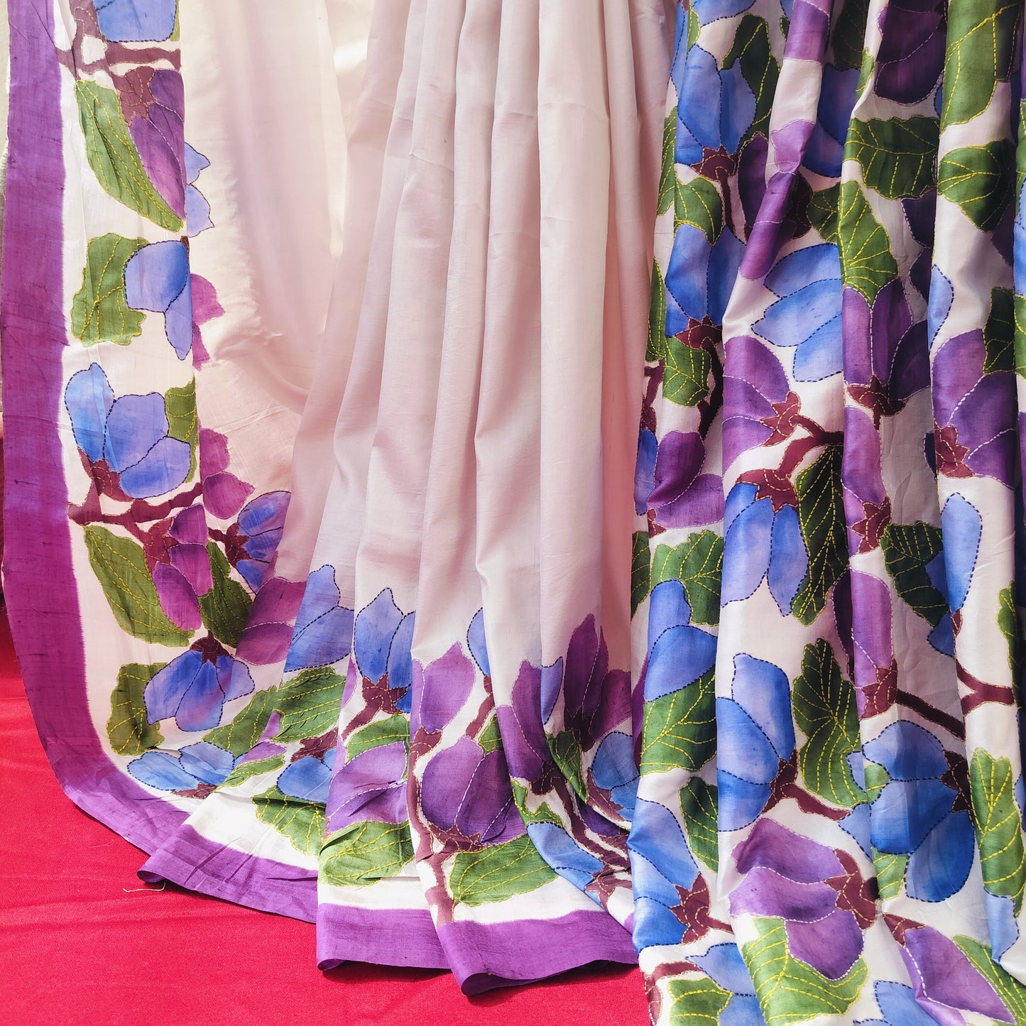 Handcrafted Saree: A Fusion of Painting and Hand Embroidery