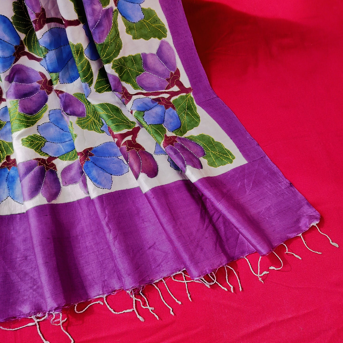 Handcrafted Saree: A Fusion of Painting and Hand Embroidery