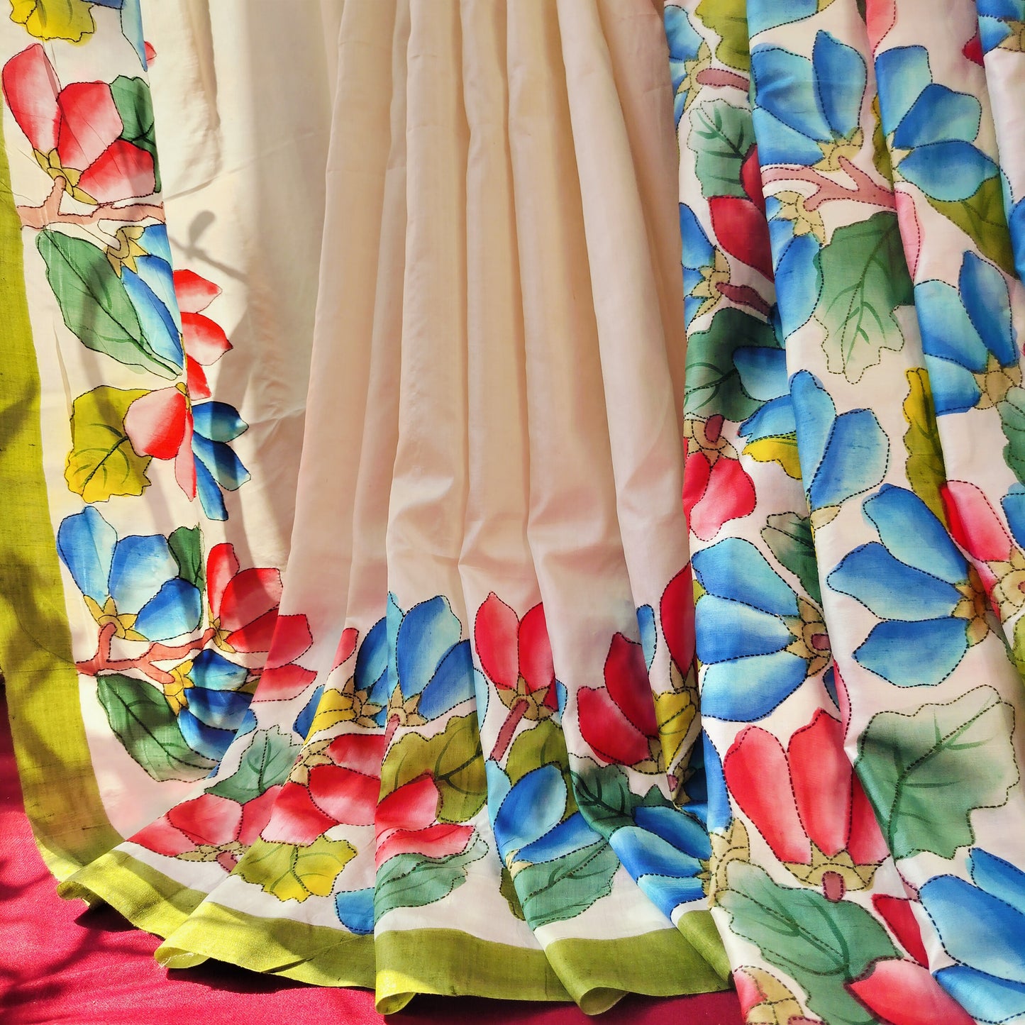 Handcrafted Saree: A Fusion of Painting and Hand Embroidery