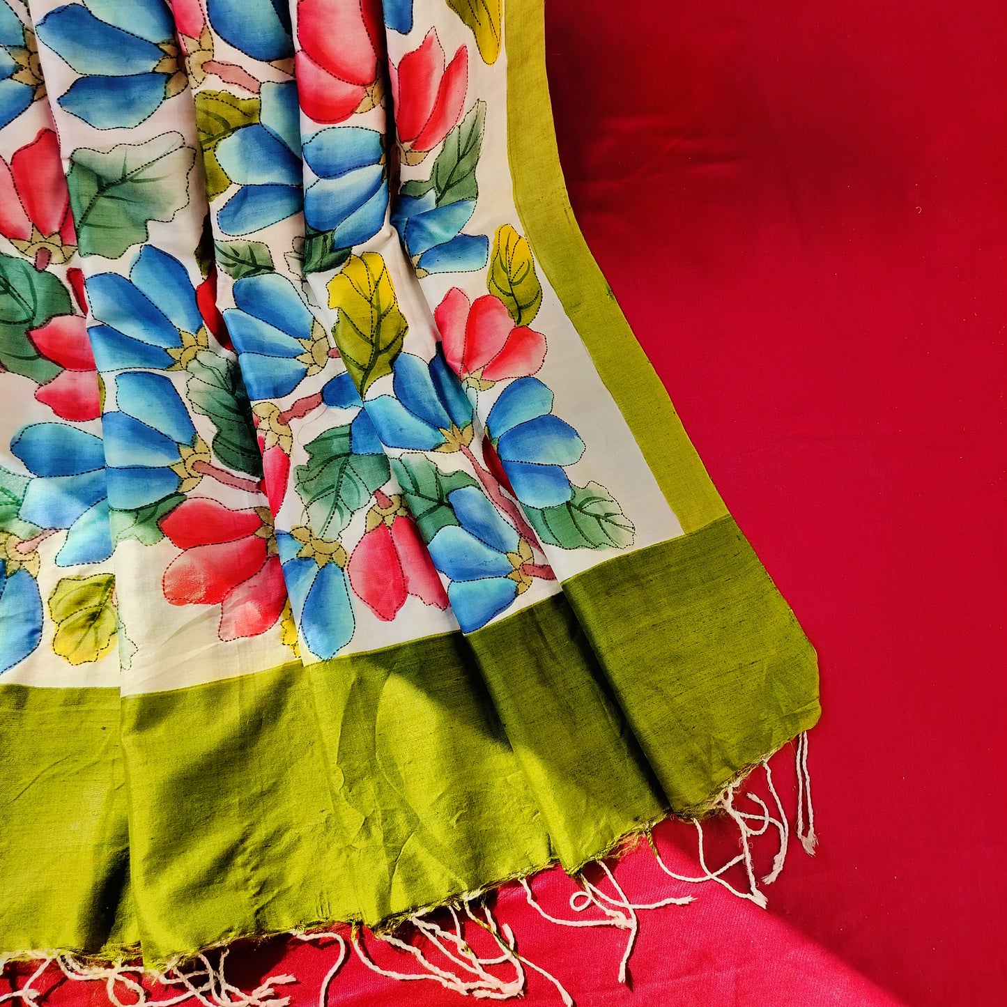 Handcrafted Saree: A Fusion of Painting and Hand Embroidery