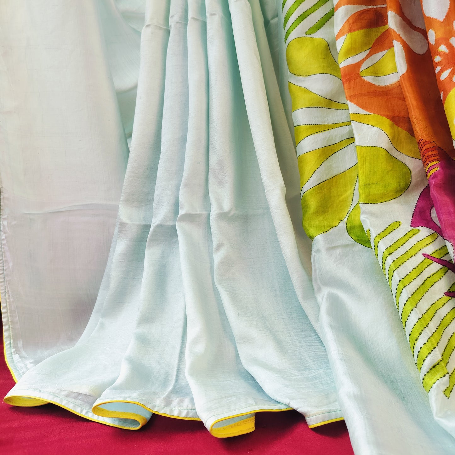 Handcrafted Saree: A Fusion of Painting and Hand Embroidery
