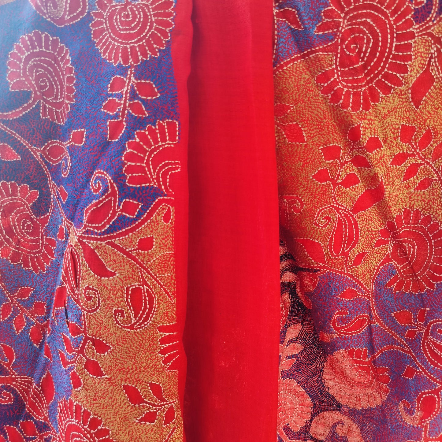 Handcrafted Kantha Saree: Reverse Kantha Delight