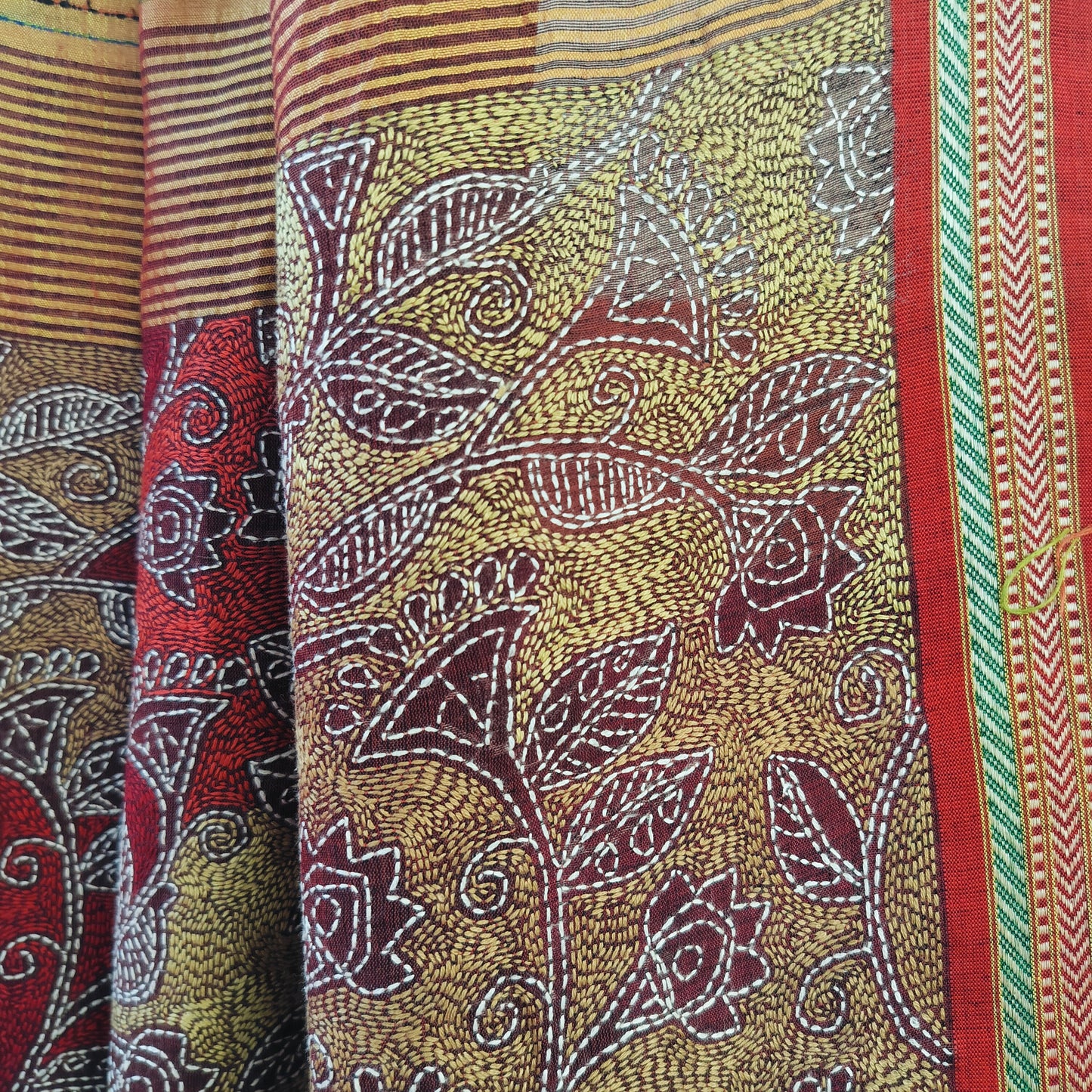 Handcrafted Kantha Saree: Reverse Kantha Delight
