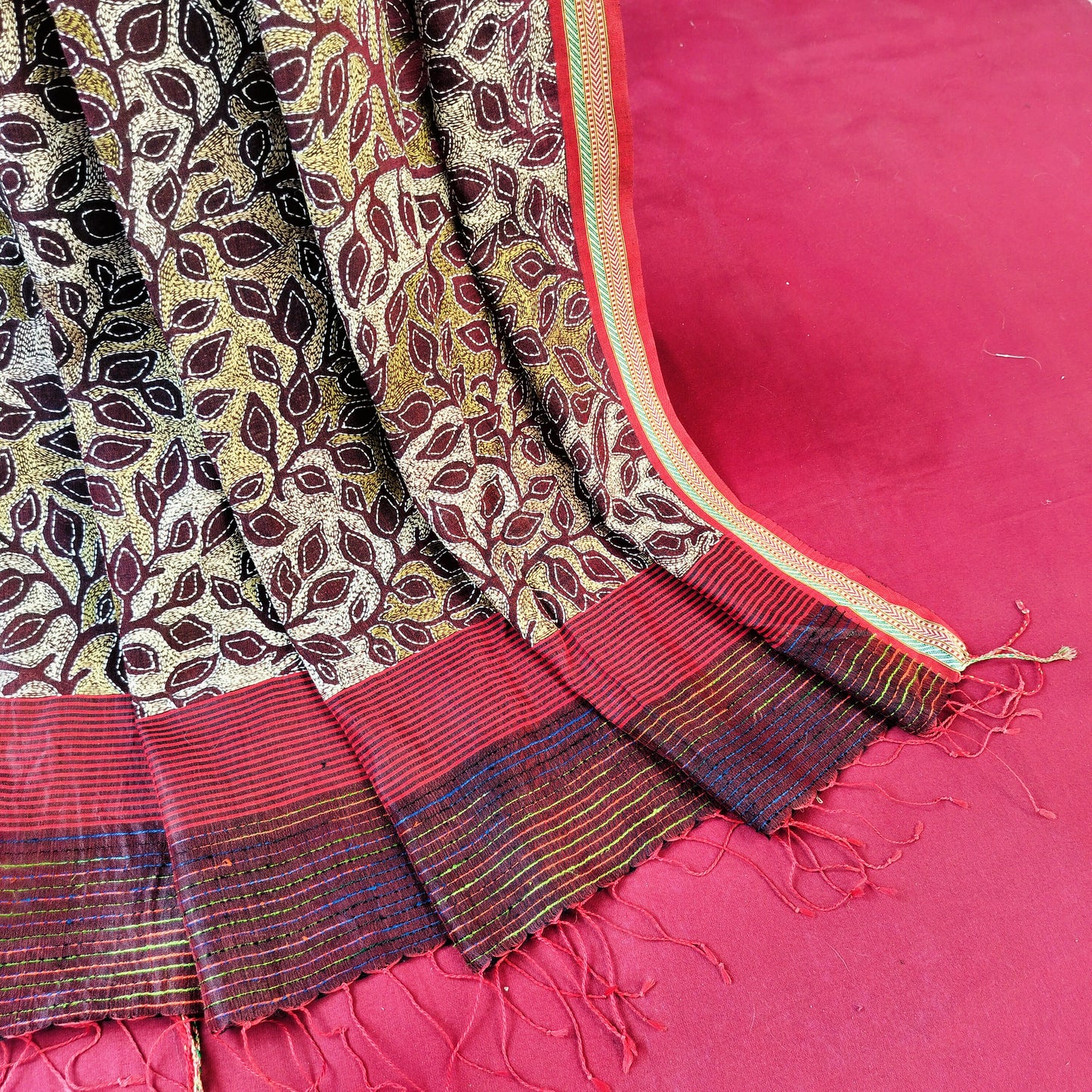 Handcrafted Kantha Saree: Reverse Kantha Delight