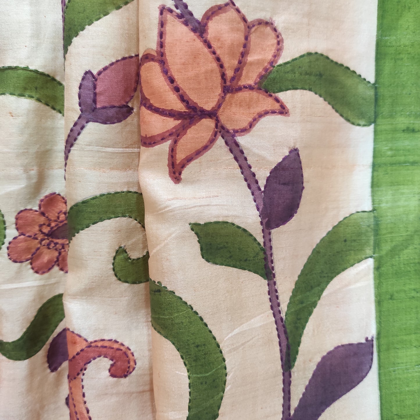 Handcrafted Saree: A Fusion of Painting and Hand Embroidery