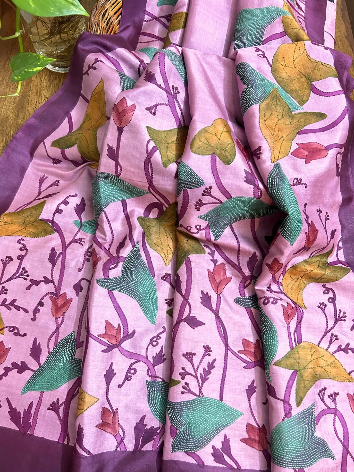 Handcrafted Saree: A Fusion of Painting and Embroidery