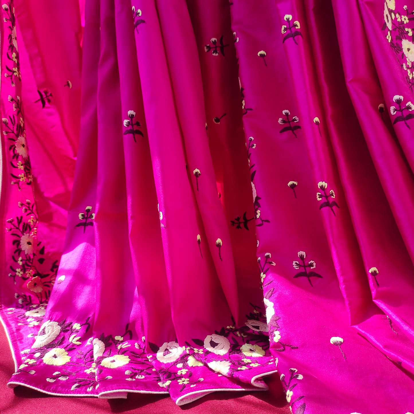 Handcrafted Parsi Embroidery Saree: Hand embroidered Parsi
