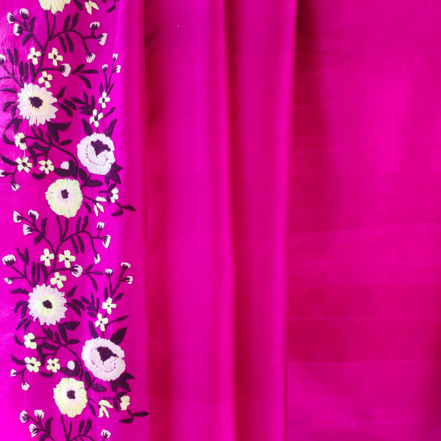 Handcrafted Parsi Embroidery Saree: Hand embroidered Parsi