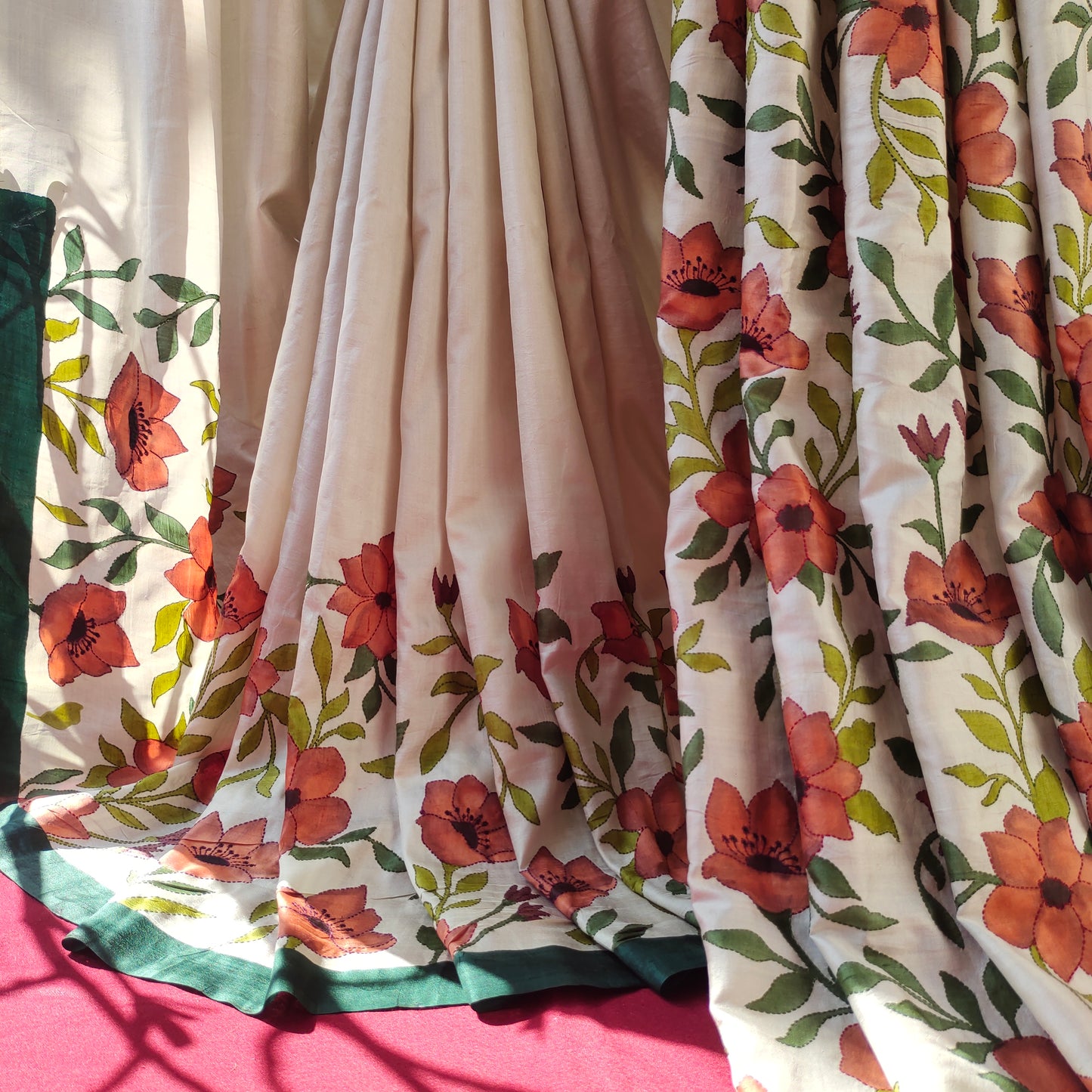 Handcrafted Saree: A Fusion of Painting and Embroidery