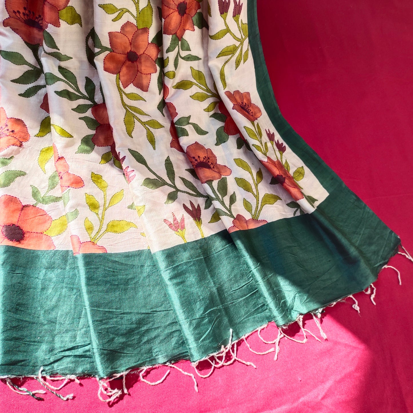 Handcrafted Saree: A Fusion of Painting and Embroidery