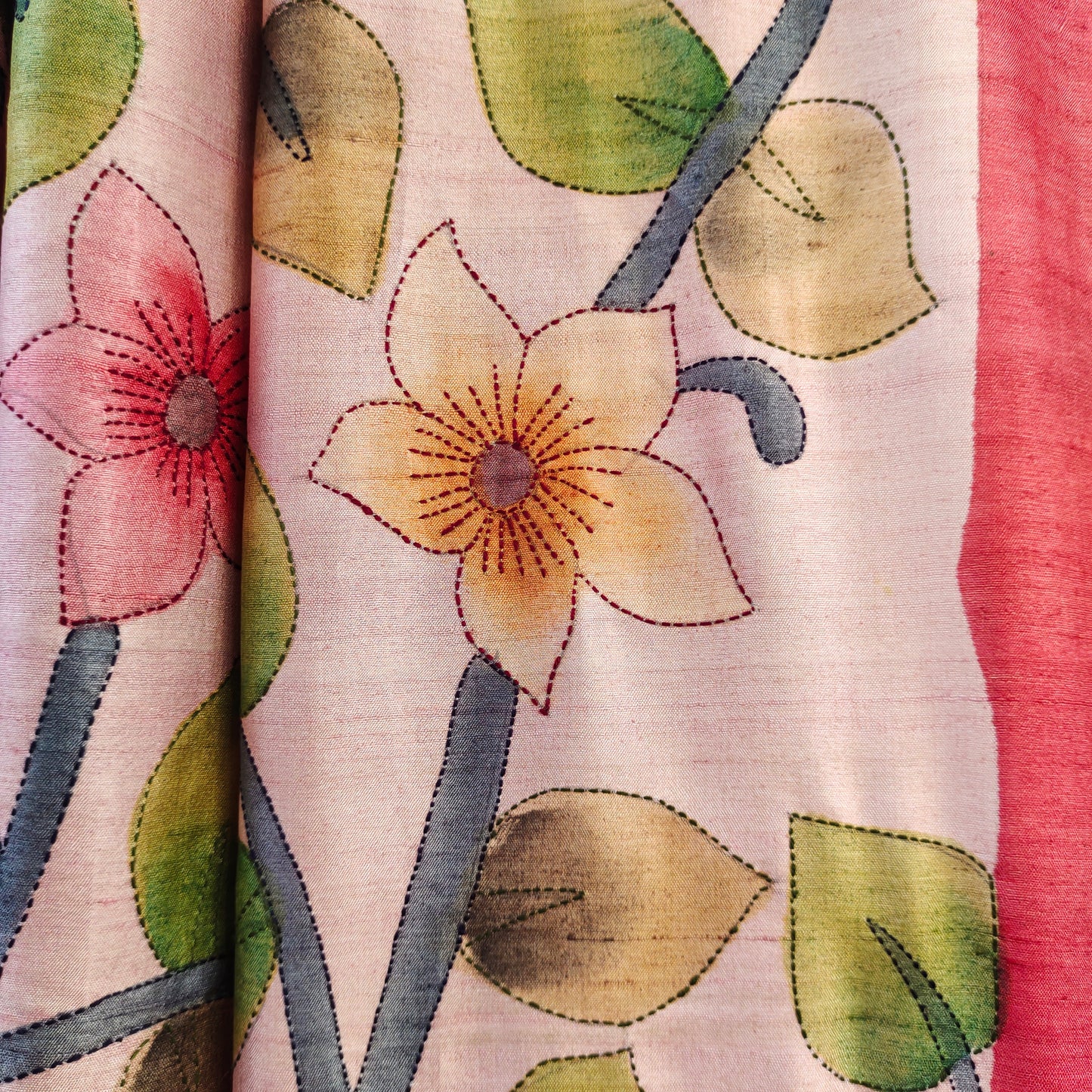 Handcrafted Saree: A Fusion of Painting and Embroidery