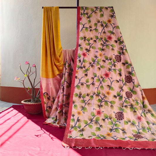 Handcrafted Saree: A Fusion of Painting and Embroidery
