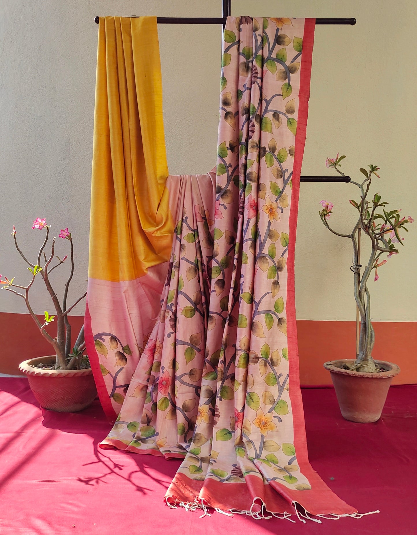 Handcrafted Saree: A Fusion of Painting and Embroidery