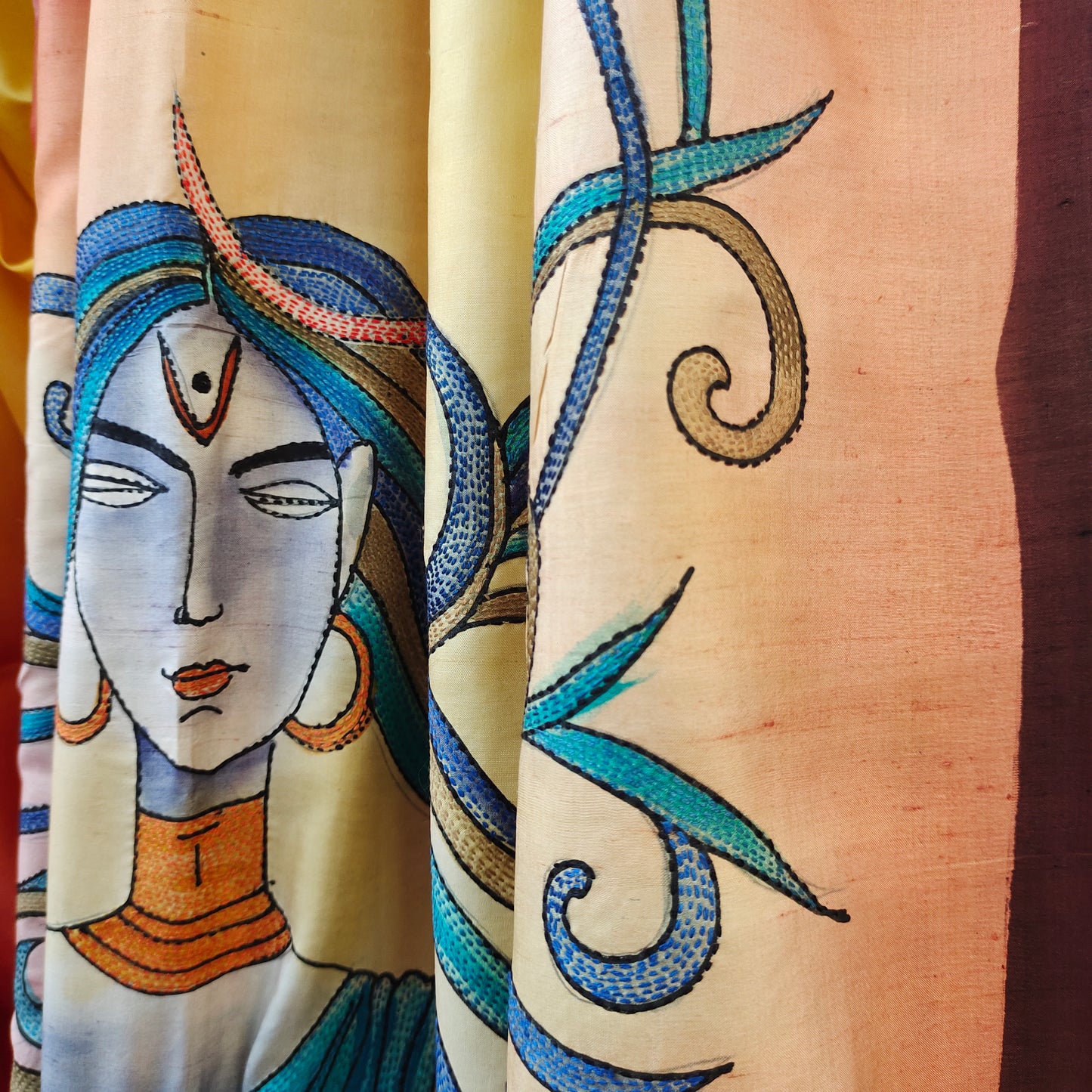 Handcrafted Portrait Saree: A Fusion of Painting and Hand Embroidery