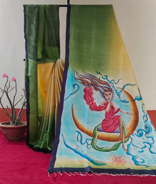 Handcrafted Portrait Saree: A Fusion of Painting and Hand Embroidery