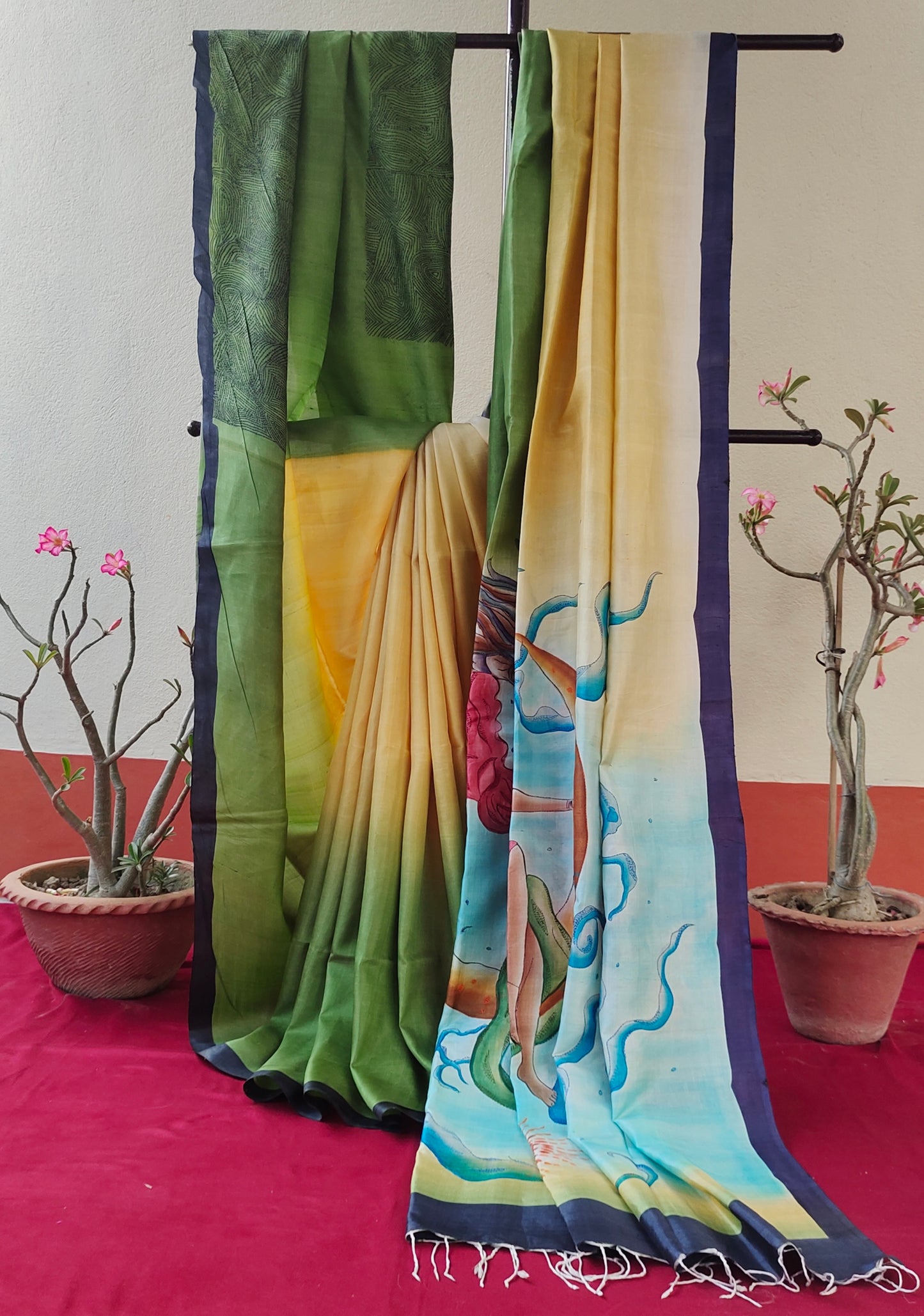 Handcrafted Portrait Saree: A Fusion of Painting and Hand Embroidery