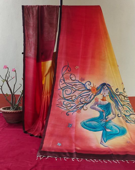 Handcrafted Portrait Saree: A Fusion of Painting and Hand Embroidery