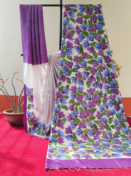 Handcrafted Saree: A Fusion of Painting and Hand Embroidery