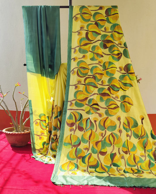 Handcrafted Saree: A Fusion of Painting and Hand Embroidery