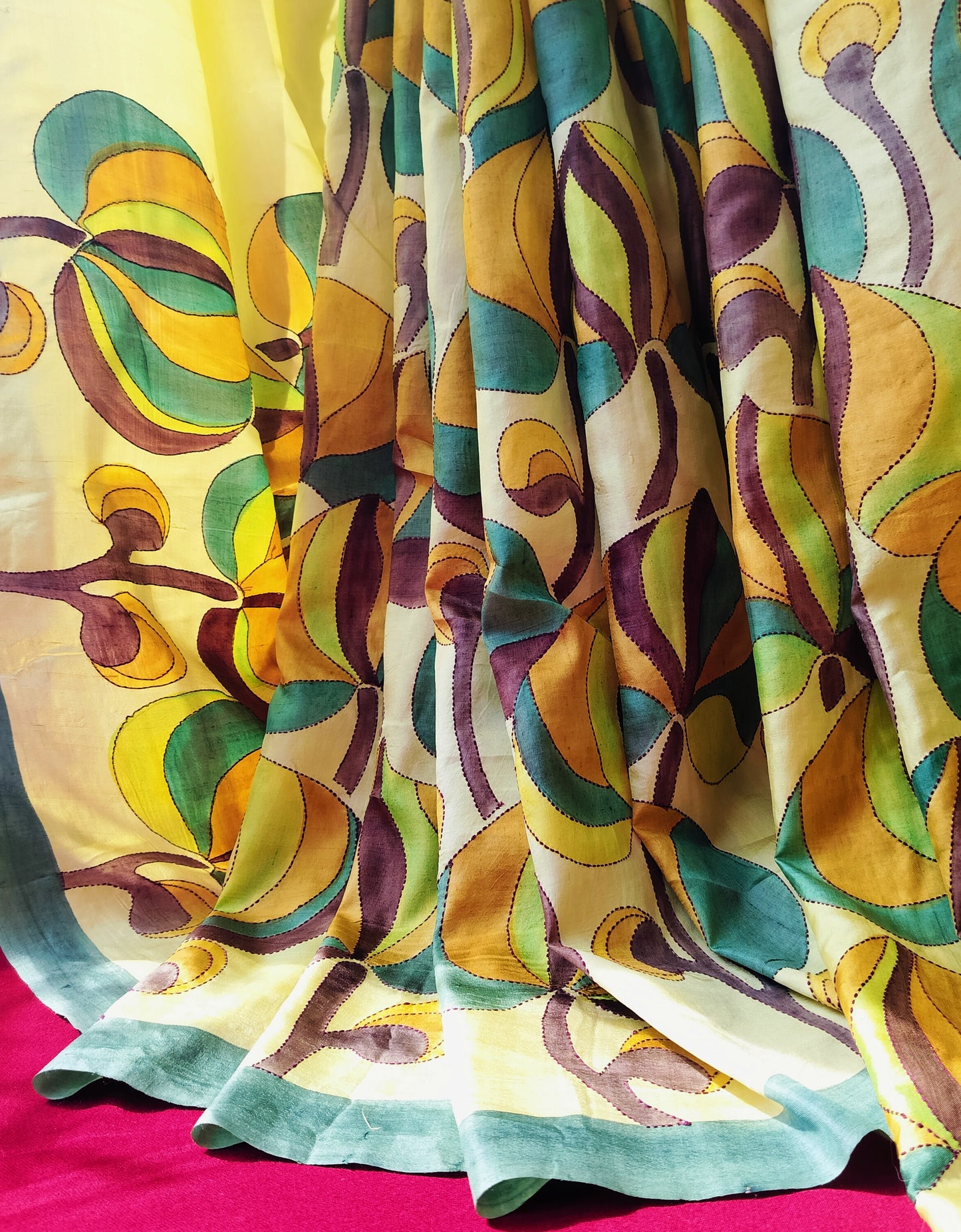 Handcrafted Saree: A Fusion of Painting and Hand Embroidery