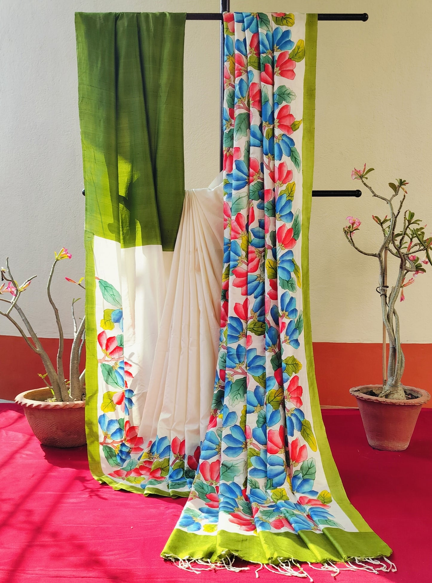Handcrafted Saree: A Fusion of Painting and Hand Embroidery