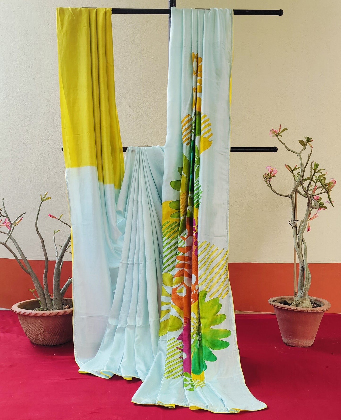 Handcrafted Saree: A Fusion of Painting and Hand Embroidery