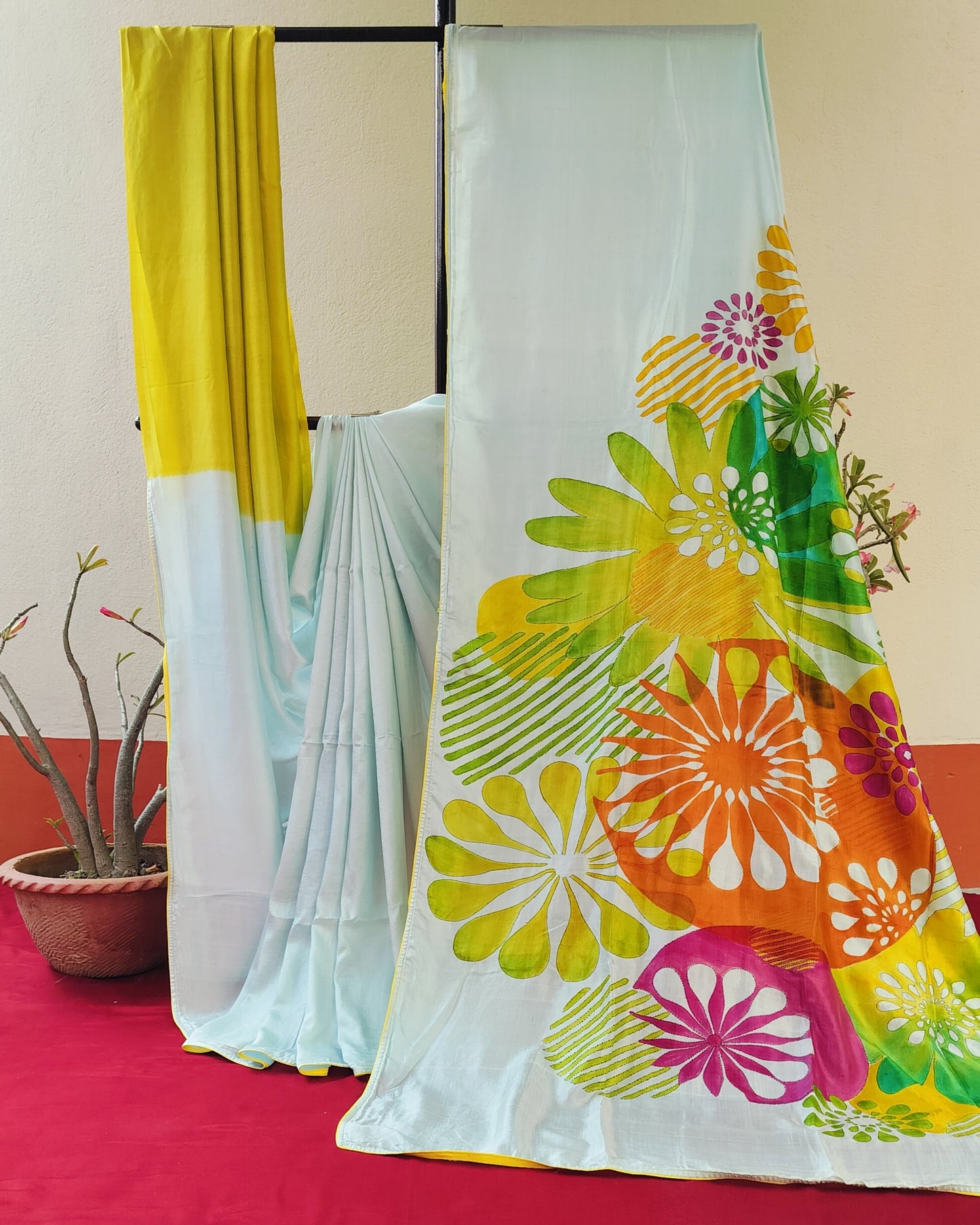 Handcrafted Saree: A Fusion of Painting and Hand Embroidery