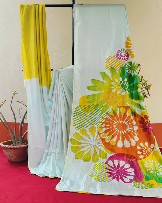 Handcrafted Saree: A Fusion of Painting and Hand Embroidery