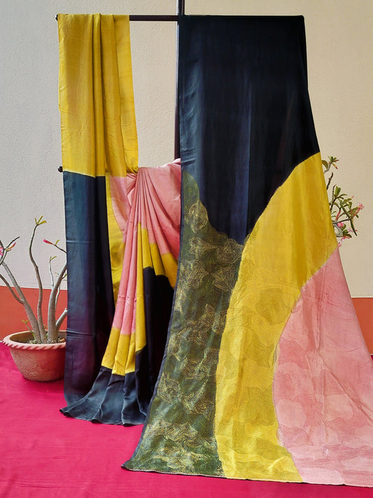 Handcrafted Saree: A Fusion of Painting and Hand Embroidery