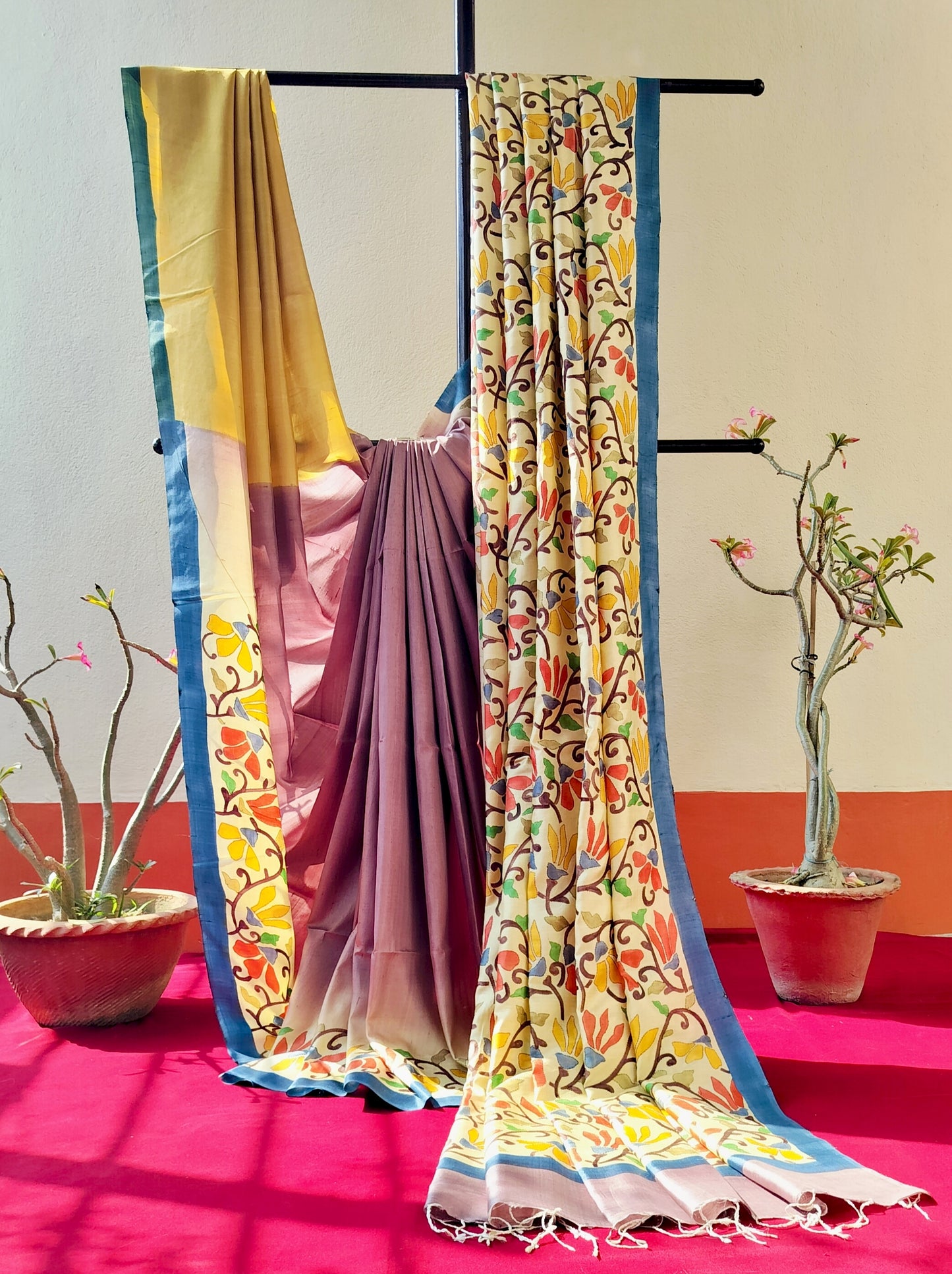 Handcrafted Saree: A Fusion of Painting and Hand Embroidery