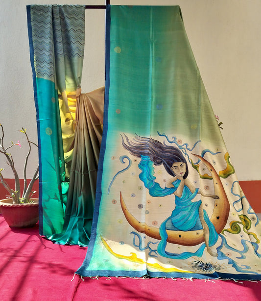 Handcrafted Portrait Saree: A Fusion of Painting and Hand Embroidery