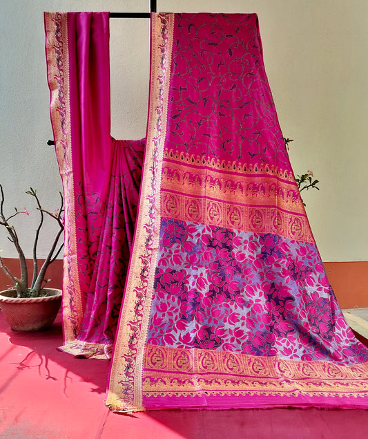 Handcrafted Saree: Bengal Baluchori with Kantha Embroidery
