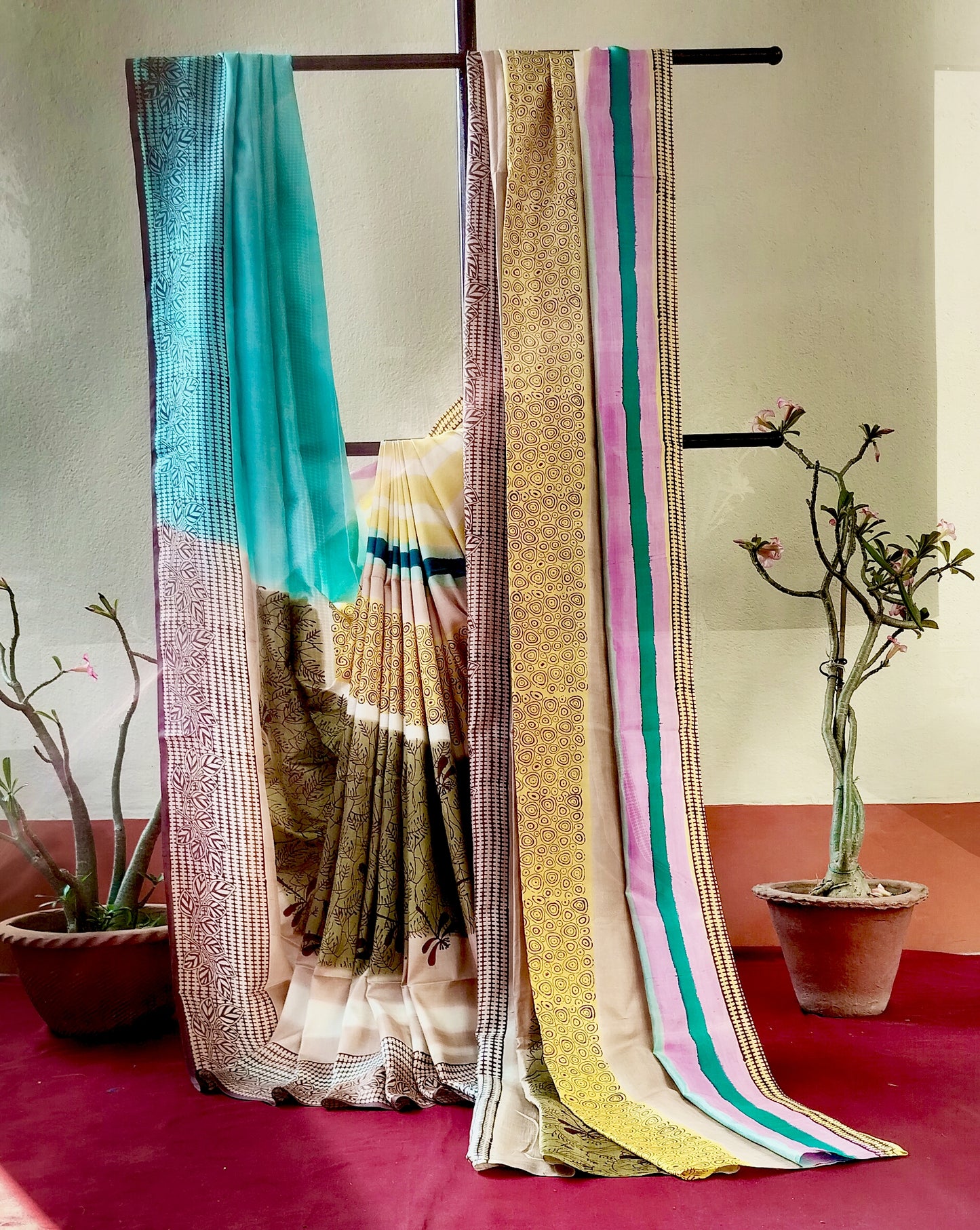 Handcrafted Saree: A Fusion of Block Print and Painting