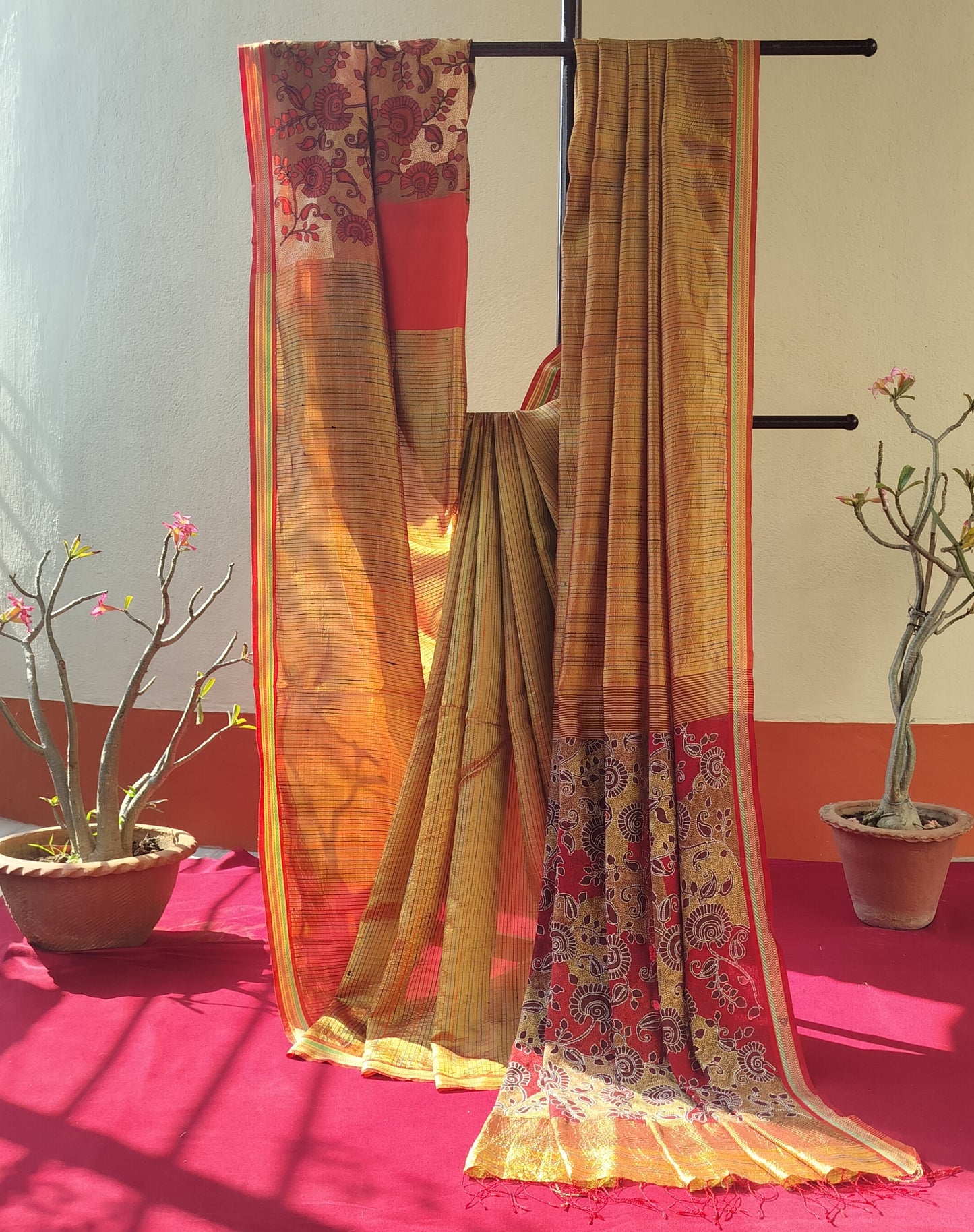 Handcrafted Kantha Saree: Reverse Kantha Delight