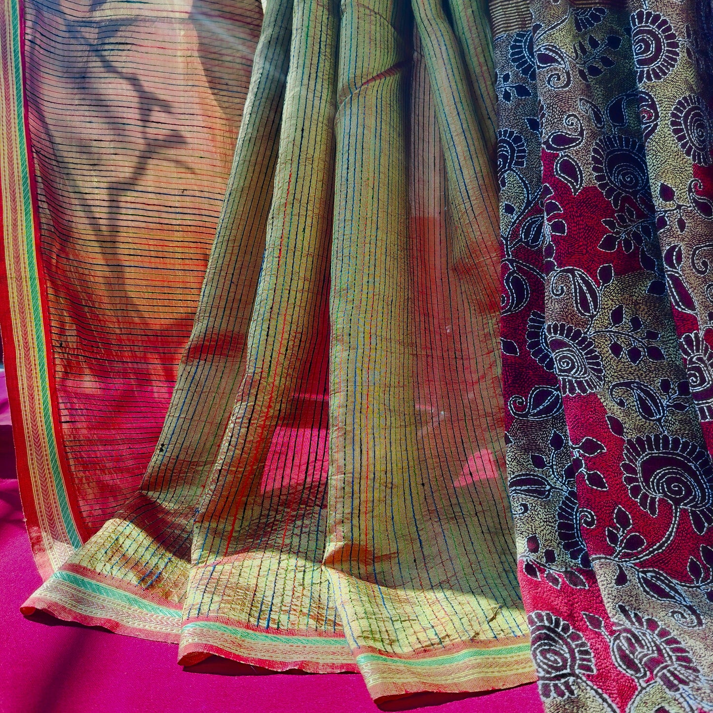 Handcrafted Kantha Saree: Reverse Kantha Delight