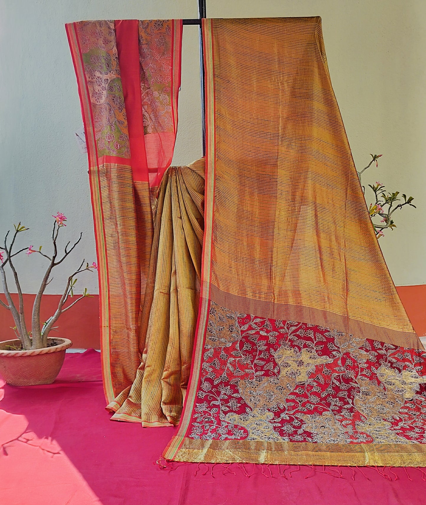 Handcrafted Kantha Saree: Reverse Kantha Delight