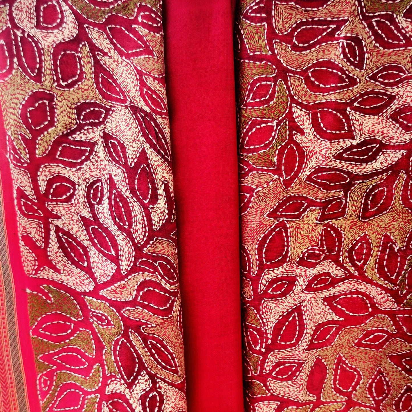 Handcrafted Kantha Saree: Reverse Kantha Delight