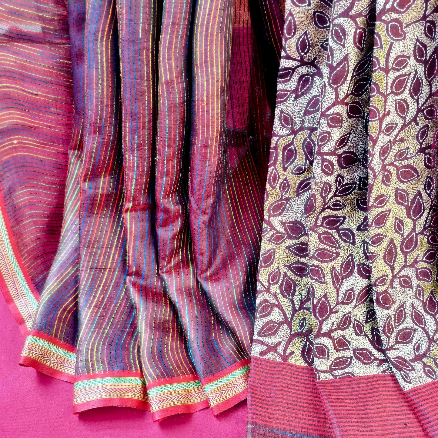 Handcrafted Kantha Saree: Reverse Kantha Delight