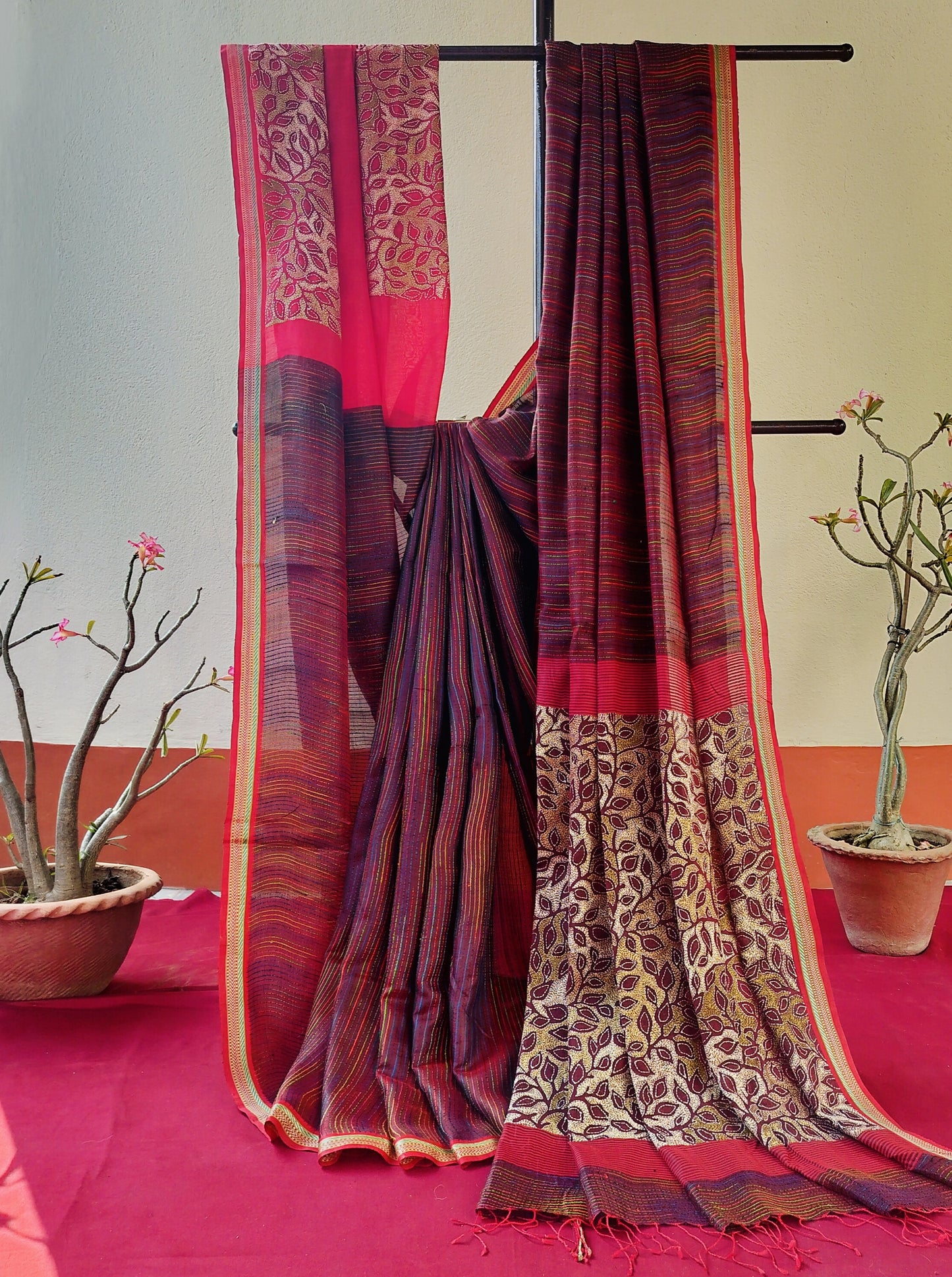 Handcrafted Kantha Saree: Reverse Kantha Delight