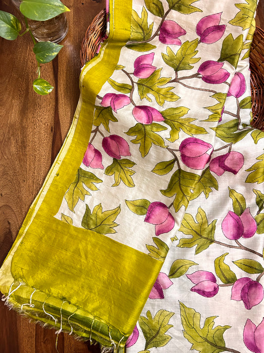 Handcrafted Saree: A Fusion of Painting and Embroidery
