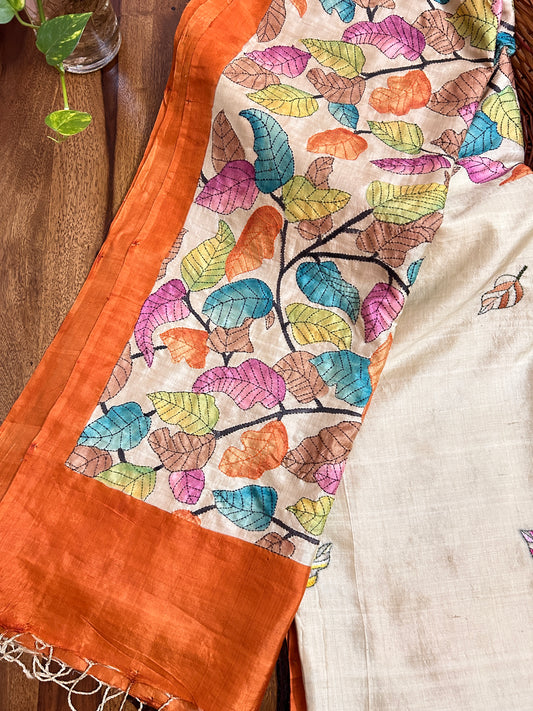 Handcrafted Saree: A Fusion of Painting and Embroidery