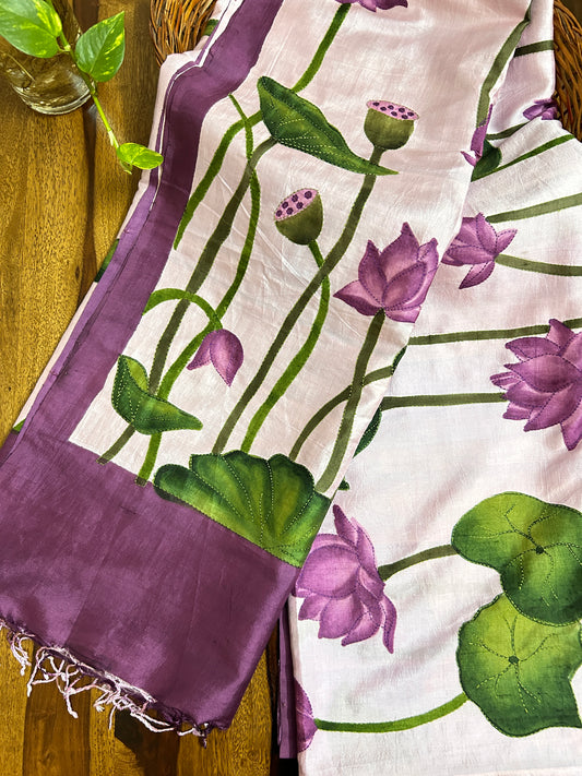 Handcrafted Saree: A Fusion of Painting and Embroidery