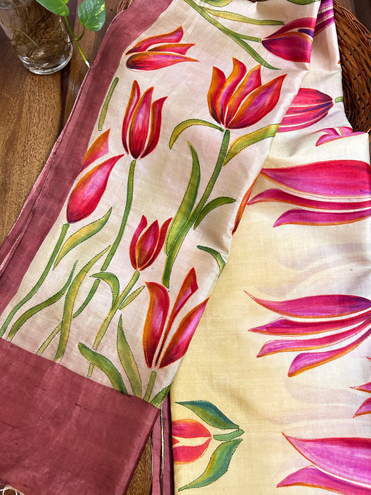 Handcrafted Saree: A Fusion of Painting and Embroidery