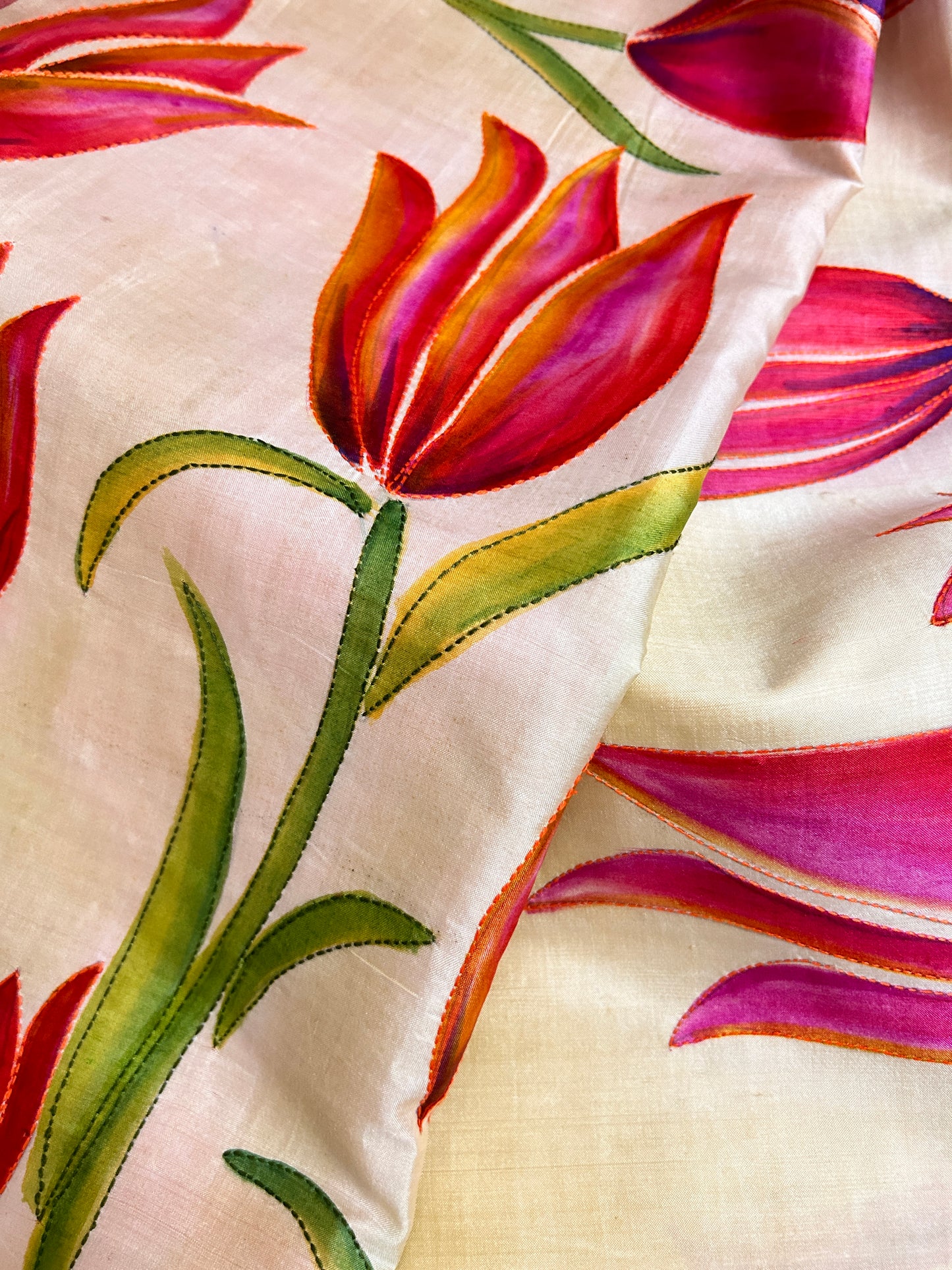 Handcrafted Saree: A Fusion of Painting and Embroidery