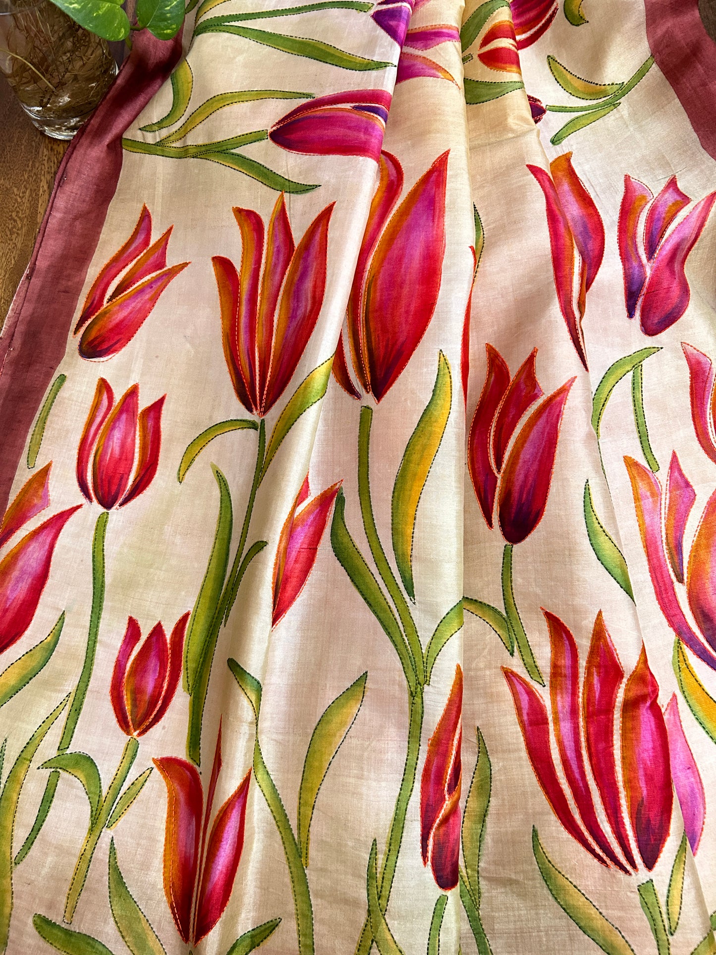 Handcrafted Saree: A Fusion of Painting and Embroidery